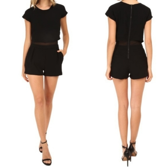 Sam Edelman Pants - Sam Edelman Romper with Sheer Midriff and Pockets